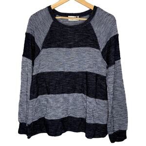 Everleigh Sweater Women Medium Stripe Crewneck NWT Black Gray *
